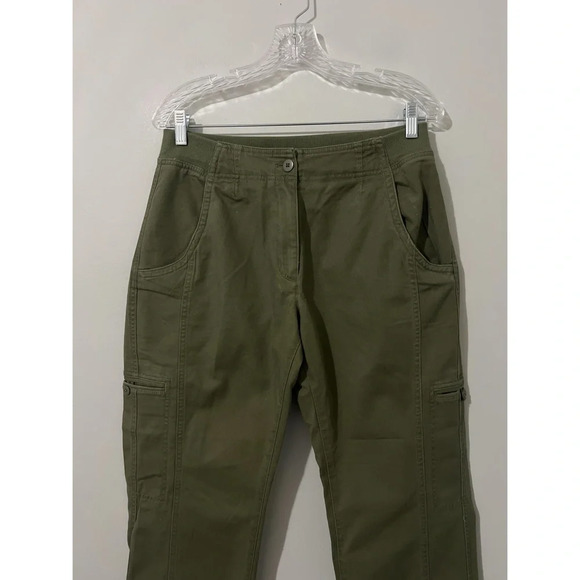 L.L. Bean Pants Women’s 10 Petite Green Cargo Cotton Stretch Canvas Classic Fit - Picture 4 of 13